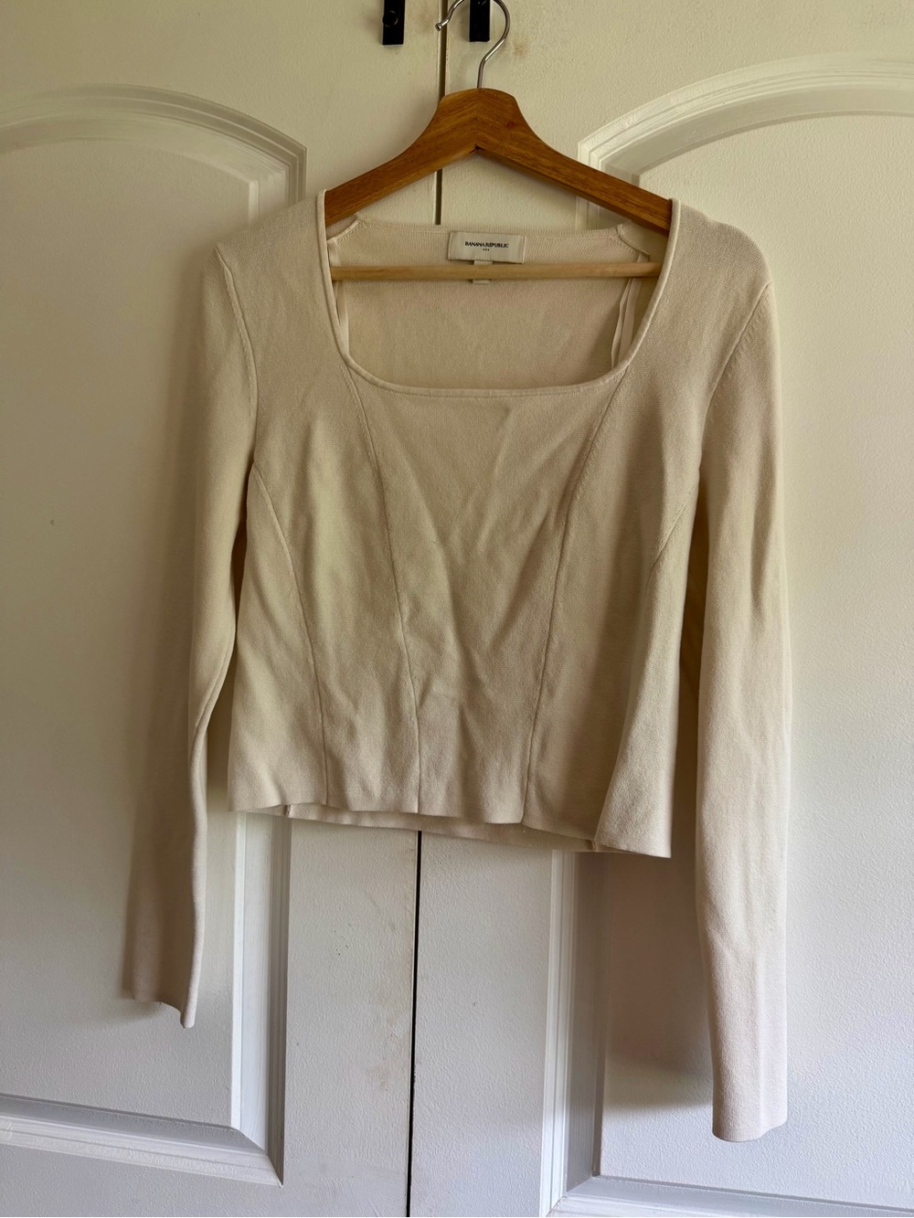 Banana Republic Cream Square Neck Knit Top